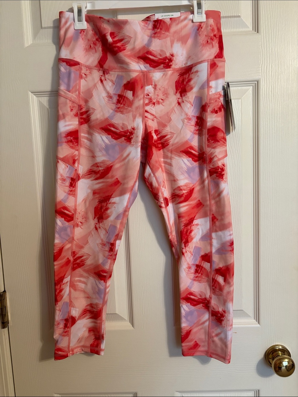GAIAM Kids Pink and Red Brushstroke Active Leggings